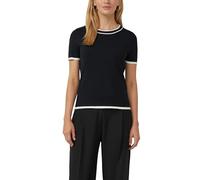 s.Oliver Kurzarmpullover BLACK LABEL Feinstrick Viskose-Mix Kontrastdetails Schwarz Damen Gr.34