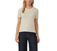 s.Oliver BLACK LABEL Kurzärmeliger Strickpullover – Viskose-Mix, Kontrastdetails – Damen Beige Gr. 46