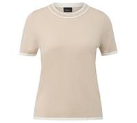 Kurzarmpullover S.OLIVER BLACK LABEL, Damen, Gr. 40, beige, Feinstrick, Obermaterial: 70% Viskose, 30% Polyamid, kontrastfarbene Details, unifarben, casual, normal, Rundhals, Kurzarm Flachstrickbündch