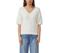 Strickpullover S.OLIVER, Damen, Gr. 38, weiß, Strick, Obermaterial: 60% Baumwolle, 40% Polyacryl, unifarben, normal hüftbedeckend, V-Ausschnitt, Flachstrickbündchen, Pullover Strickpullover, Kurzarm-S