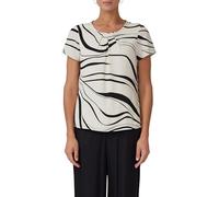 Kurzarmbluse S.OLIVER BLACK LABEL, Damen, Gr. 44, braun (braun aop), Cru00eape, Obermaterial: 100% Viskose, bedruckt, casual, regular fit taillenbedeckt, Rundhals, Kurzarm, Blusen, mit All-Over Print 