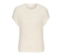 Kurzarmpullover S.OLIVER, Damen, Gr. 44/46, beige (creme), Strick, Obermaterial: 100% Polyacryl, unifarben, figurumspielend hüftlang, Rundhals, Rippstrickbündchen, Pullover, mit weitem Rundhalsausschn