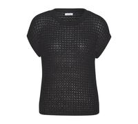 Kurzarmpullover S.OLIVER, Damen, Gr. 40/42, schwarz, Strick, Obermaterial: 100% Polyacryl, unifarben, figurumspielend hüftlang, Rundhals, Rippstrickbündchen, Pullover (66140608-40) schwarz