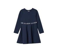 s.Oliver Kurzes Interlock-Kleid mit Logo-Glitzer-Tape Blau Größe 116