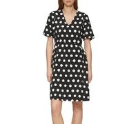 Minikleid S.OLIVER, Damen, Gr. 40, N-Gr, schwarz (schwarz aop), Obermaterial: 84% Viskose, 16% Polyamid, bedruckt, casual, regular fit kniefrei, V-Ausschnitt, Kurzarm Puffärmel, Kleider, mit All-Over 