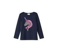 Langarm-Jersey-Shirt mit Pailletten im A-Shape 128/134 blau 2176136.5952.128_134