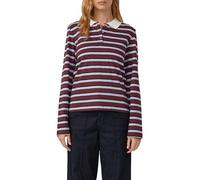 Poloshirt S.OLIVER, Damen, Gr. 40, merlot stripe, Jersey, Obermaterial: 100% Baumwolle, gestreift, regular fit hüftbedeckend, Rundhals, Shirts, Langarm, mit Streifen (30326312-40) merlot stripe
