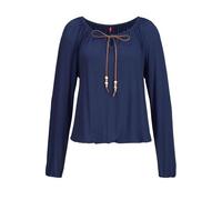 s.Oliver Strandshirt mit Bindeband am Ausschnitt, dunkelblau