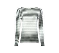 Gestreiftes Langarmshirt aus Flammgarn mit U-Boot-Ausschnitt 46 grün|weiß 2171413.69G4.46