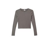 s.Oliver Mädchen Langarmshirt Slim Fit Rippware mit Spitzendetail Grau Größe 134/140
