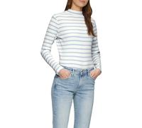 Langarmshirt mit Rippstruktur und Stehkragen 40 blau|weiß 2157894.50G2.40