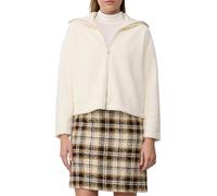 Leichte Teddyplüsch-Jacke mit Strickkragen 38 creme 2170112.0402.38