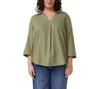 Leinenmix-Bluse mit 3/4-Ärmeln und Turn-up 50 olive 2181562.7900.50