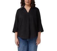Leinenmix-Bluse mit 3/4-Ärmeln und Turn-up 52 schwarz 2181562.9999.52