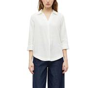 Hemdbluse S.OLIVER, Damen, Gr. 46, weiß, Web, Obermaterial: 52% Leinen, 48% Viskose, unifarben, regular fit normal, V-Ausschnitt, Manschette, Blusen Hemdbluse, mit 3/4-Ärmeln (44744814-46) weiß