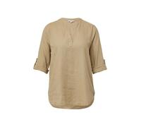 Klassische Bluse S.OLIVER, Damen, Gr. 38, braun (schwarz sand), Obermaterial: 52% Leinen, 48% Viskose, unifarben, casual, regular fit taillenbedeckt, Rundhals, 3/4-Ärmel Aufschlag, Blusen, mit Turn-up