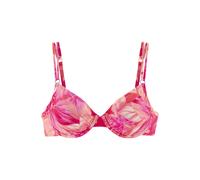 Bügel-Bikini-Top S.OLIVER "Jayce", Damen, Gr. 38, Cup D, rosa (pfirsich bedruckt), Recycling-Polyamid, bedruckt, Bikini-Oberteile, mit goldfarbigen Zierringen (33543041-38) pfirsich bedruckt