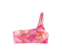 Bustier-Bikini-Top S.OLIVER "Jayce", Damen, Gr. 42, Cup C/D, pfirsich bedruckt, Recycling-Polyamid, bedruckt, Bikini-Oberteile, mit One-Shoulder-Form (15477828-42) pfirsich bedruckt