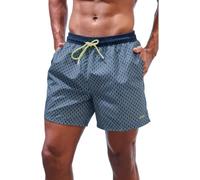 Badeshorts S.OLIVER, Herren, Gr. L, N-Gr, blau (marine bedruckt), Recycling-Polyester, bedruckt, Badehosen Badeshorts, mit kontrastfarb (37082364-L) marine bedruckt