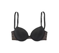 Push-up-BH S.OLIVER "Emilie", Damen, Gr. 75, Cup D, schwarz, Microtouch, Obermaterial: 85% Polyamid, 15% Elasthan, BHs Push-up-BH, mit Bügel & hübschem Spitzenrücken, sexy Dessous (15230114-75) schwar