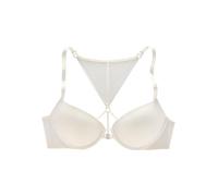 Push-up-BH S.OLIVER "Fabienne", Damen, Gr. 70, Cup C, beige (creme), Spitze, Obermaterial: 46% Polyamid, 43% Polyester, 11% Elasthan, BHs Push-up-BH, mit Bügel und modischem Spitzenrücken, Dessous (28