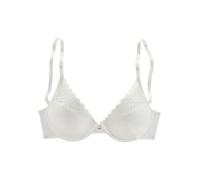 Push-up-BH S.OLIVER "Danielle", Damen, Gr. 70, Cup C, beige (creme), Spitze, Obermaterial: 60% Polyamid, 35% Polyester, 5% Elasthan, BHs Push-up-BH, aus dezent transparenter Spitze in blumiger Optik, 