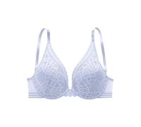 Push-up-BH S.OLIVER "Milene", Damen, Gr. 75, Cup C, eisblau, Spitze, Obermaterial: 60% Polyamid, 35% Polyester, 5% Elasthan, BHs Push-up-BH, im edlen High-Apex Look mit graphischer Jacquardspitze, sex