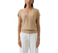 Strickpullover S.OLIVER BLACK LABEL, Damen, Gr. M (38), sesame, Strick, Obermaterial: 90% Viskose, 10% metallisierte Fasern, Strukturmuster, relaxed fit normal, V-Ausschnitt, Pullover Strickpullover, 