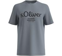 T-Shirt S.OLIVER, Damen, Gr. M, grau (mid grau), Single Jersey, Obermaterial: 100% Baumwolle, bedruckt, regular fit hüftlang, Rundhals, abgesteppte Kante, Shirts T-Shirt, aus atmungsaktiver Baumwolle