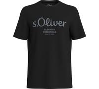 T-Shirt S.OLIVER, Herren, Gr. M, schwarz, Single Jersey, Obermaterial: 100% Baumwolle, bedruckt, regular fit hüftlang, Rundhals, abgesteppte Kante, Shirts, aus atmungsaktiver Baumwolle (13652847-M) sc