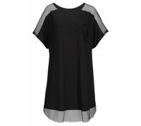 Longshirt S.OLIVER Gr. 44/46, schwarz, Damen, Jersey, Obermaterial: 95% Viskose, 5% Elasthan. Einsatz: 95% Polyester, 5% Elasthan, Shirts, mit Mesheinsätzen, Shirtkleid, Strandkleid, lockere Passform