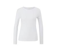 Langarmshirt S.OLIVER, Damen, Gr. 34, weiß, Jersey, Obermaterial: 100% Baumwolle, unifarben, regular fit hüftlang, U-Boot-Ausschnitt, gerader Abschluss, Shirts Langarmshirt, mit U-Boot-Ausschnitt (356