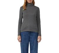 Rollkragenshirt S.OLIVER, Damen, Gr. 46, dunkelgrau melange, Web, Obermaterial: 100% Baumwolle, meliert, regular fit normal, ohne Ausschnitt, gerader Abschluss, Shirts, mit Rollkragen (56743135-46) du