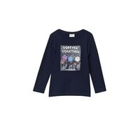 Longsleeve in A-Linie mit Glitzerprint und 3D-Blüten 104/110 blau 2170290.5952.104_110