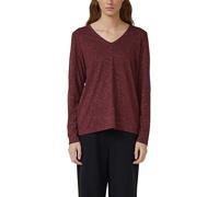 Langarmshirt S.OLIVER, Damen, Gr. 44, schwarz merlot, Web, Obermaterial: 54% Viskose, 45% Polyester, 1% metallisierte Fasern, meliert, regular fit normal, V-Ausschnitt, gerader Abschluss, Shirts Langa