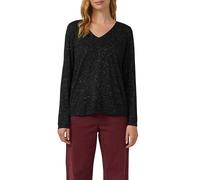 Langarmshirt S.OLIVER, Damen, Gr. 34, schwarz, Web, Obermaterial: 54% Viskose, 45% Polyester, 1% metallisierte Fasern, meliert, regular fit normal, V-Ausschnitt, gerader Abschluss, Shirts Langarmshirt