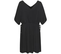 Longtunika S.OLIVER, Damen, Gr. 42, schwarz, Crêpe, Obermaterial: 100% Viskose, unifarben, figurumspielend ca. Mitte Oberschenkel, tiefer V-Ausschnitt, weit, Tuniken Longtunika, aus gekreppter Viskose