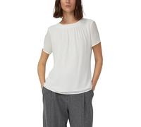 s.Oliver Bluse Luftige Chiffon-Bluse mit Viskose-Futter und abgesteppter Raffung Creme Größe 46
