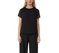 s.Oliver Bluse Luftige Chiffon mit gesteppter Raffung Kurzarm Rundhals Schwarz Gr. 38