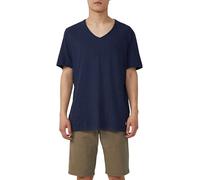 Luftiges T-Shirt mit V-Ausschnitt und Flammgarnstruktur L blau 2165608.5852.L