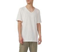 Luftiges T-Shirt mit V-Ausschnitt und Flammgarnstruktur weiß XL