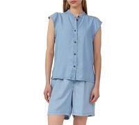 Lyocell-Bluse mit Flügelärmeln 46 blau 2166187.53Y4.46
