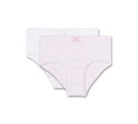 s.Oliver Mädchen 2er Pack Hipslip - Slip, Unterhose, Brief, Cotton Stretch, uni Rosa gestreift/Weiß 128