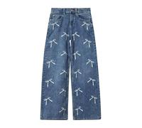 s.Oliver Mädchen Jeans Hose, Wide Leg Wide Leg Jeans mit Stickerei/Regular Fit/Mid Rise