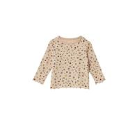 S.Oliver Mädchen Langarmshirt Mit All-Over-Print Und Rollsaum T-Shirt Langarm, 80a2_helles Beige, 86 EU