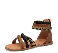 s.Oliver Mädchen Sandalen flach mit Reißverschluss Geschlossene Ferse, Mehrfarbig (Leopard Comb.), 39 EU