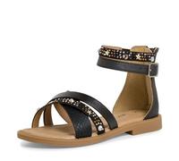 s.Oliver Mädchen Sandalen mit Reißverschluss Glitzer, Schwarz (Black Comb.), 39 EU