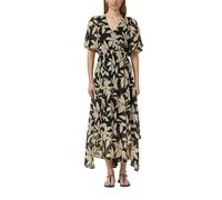 Maxikleid aus Chiffon mit gesmokter Taille 46 schwarz|beige 2178851.99A2.46