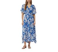 Maxikleid aus Chiffon mit gesmokter Taille 48 blau|weiß 2178851.56A2.48