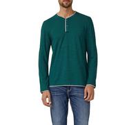 Henleyshirt S.OLIVER, Damen, Gr. S, bottle grün, Jersey, Obermaterial: 55% Baumwolle, 45% Polyester, unifarben mit Farbeinsatz, regular fit hüftbedeckend, Rundhals, Shirts Henleyshirt, mit Kontrast-De
